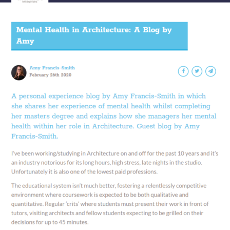 Altruist Mental Health in Architecture Blog Screenshot
