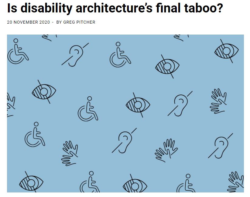 AJ is disability architectures final taboo disabled symbols on blue background